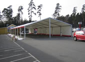 Малки Шатри и Халета широки 10 метра на секции по 3 метра. Алуминиевите шатри и халета се използват за паркинг.